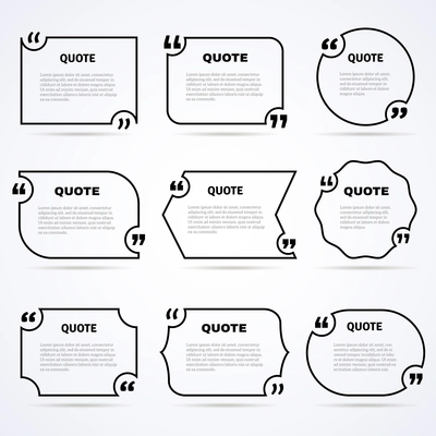 Inspirational quotes of wisdom and support to start the day outlined icons set abstract isolated vector illustration