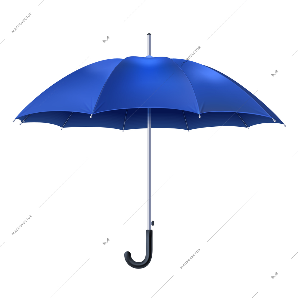 Realistic open blue umbrella isolated on white background vector illustration