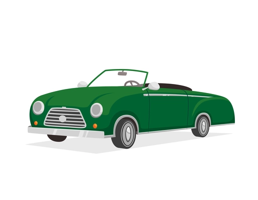 Green retro luxurious cabriolet car cartoon isolated vector illustration