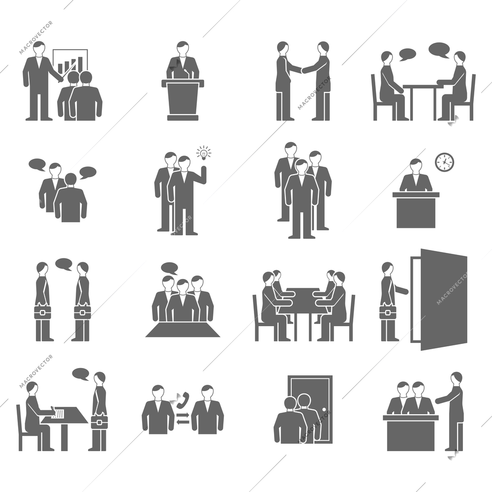 Talking people interaction dialogue phone flat black icons isolated  vector illustration.