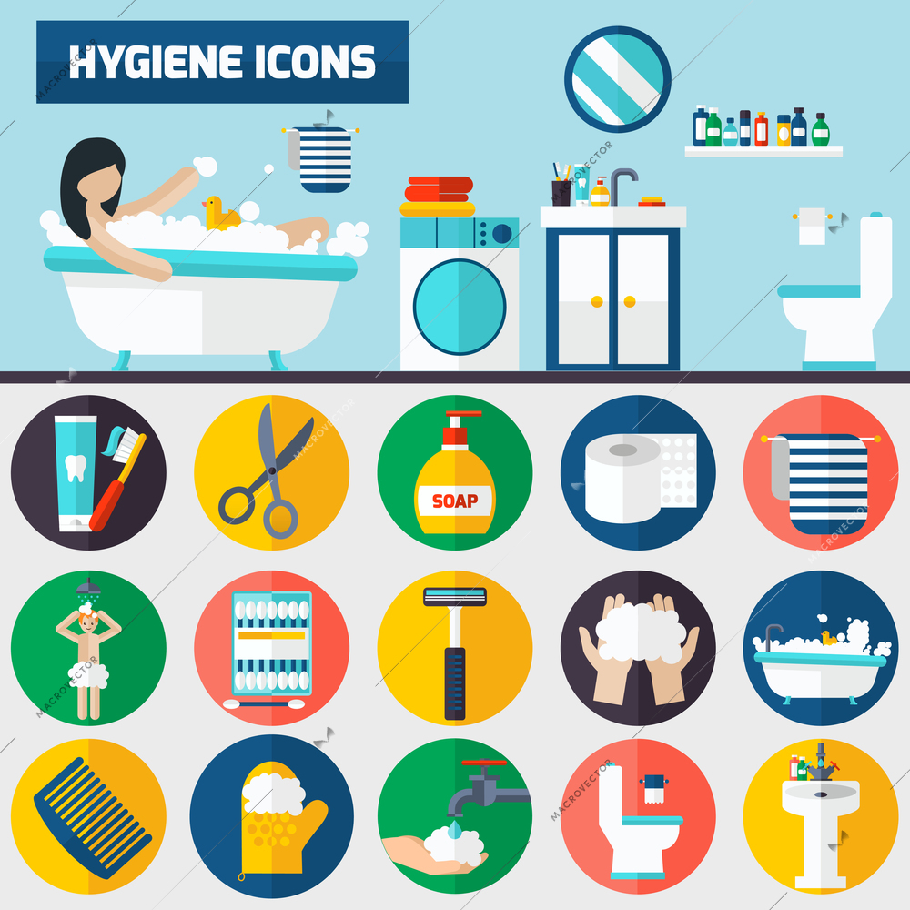 Personal hygiene bathroom tube and accessories flat icons composition 2 horizontal banners set abstract isolated vector illustration