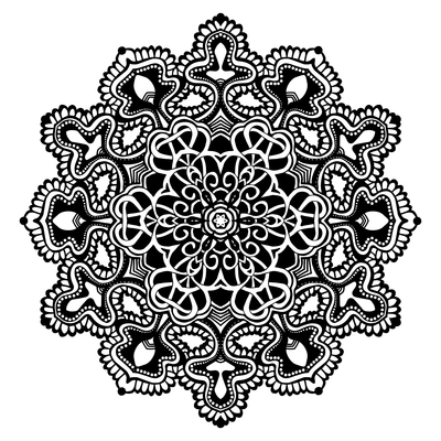 Black and white decorative mandala symbol isolated on white background vector illustration