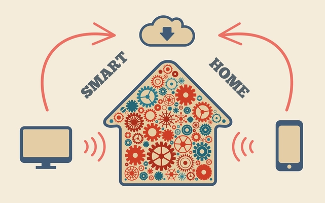 Smart home in the cloud concept symbol vector illustration