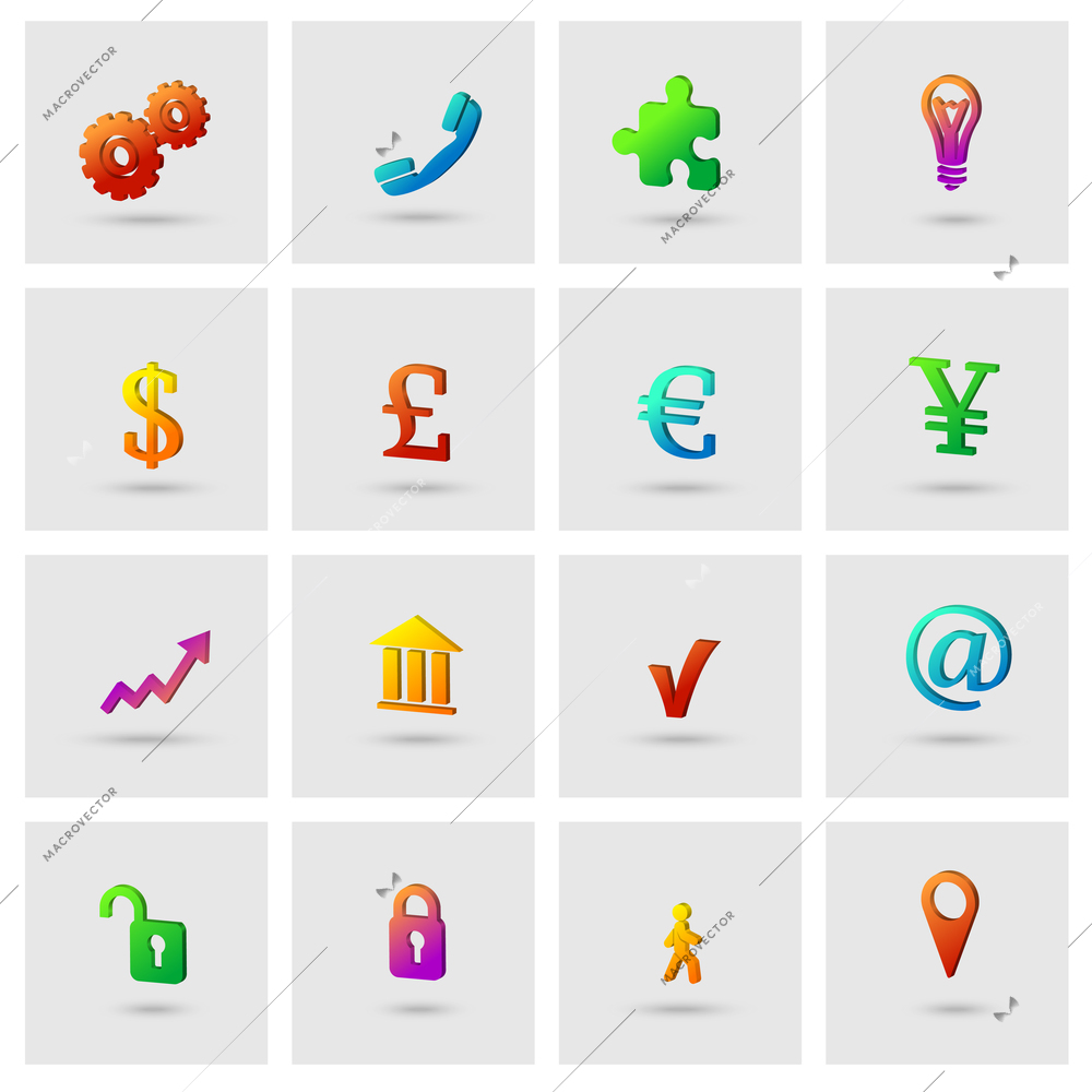 Business icons set for finance marketing isolated vector illustration