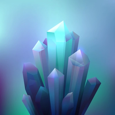 Crystal cave minerals with shining light reflection background vector illustration