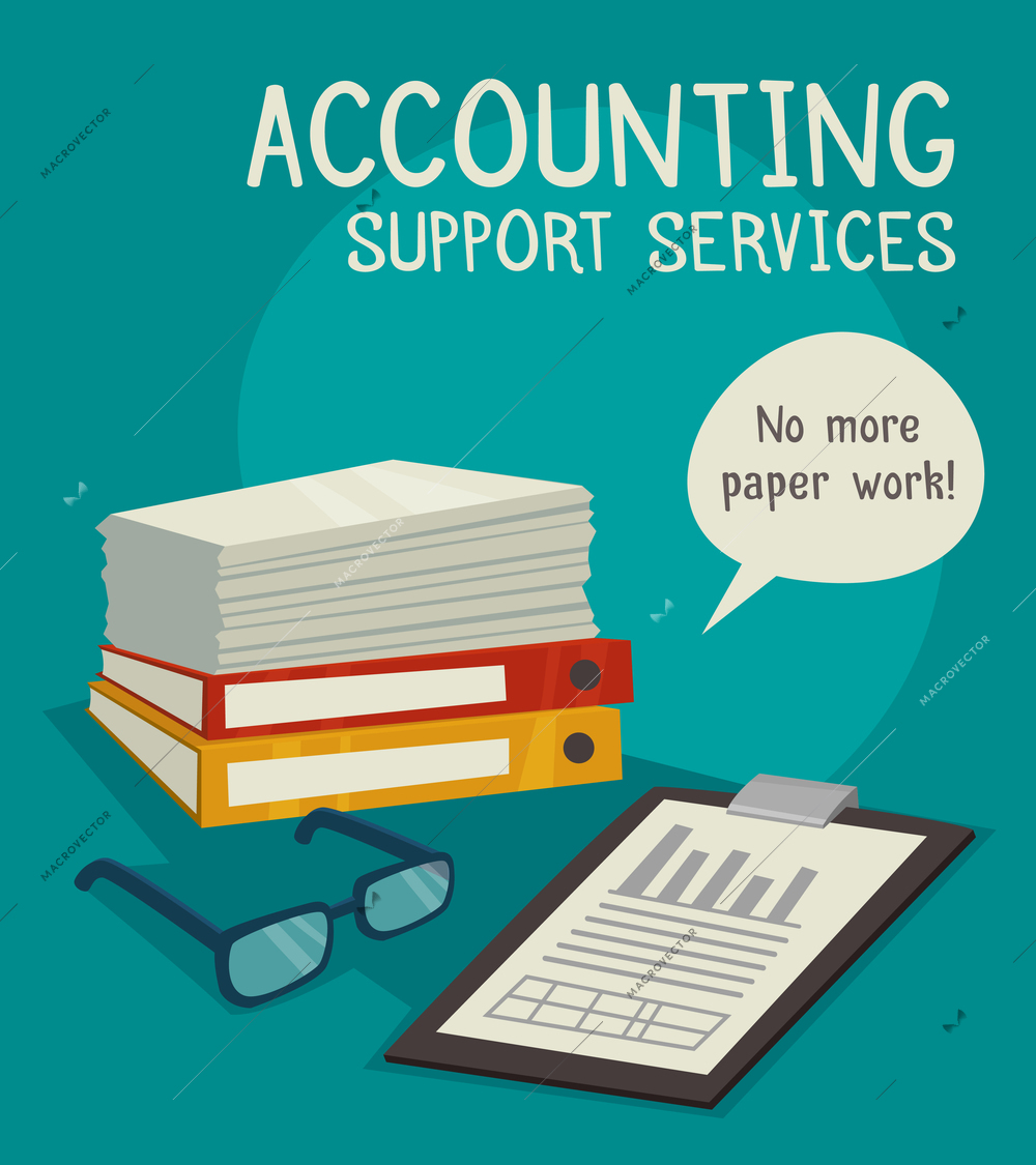 Business concept set  for advertising accounting support services vector illustration