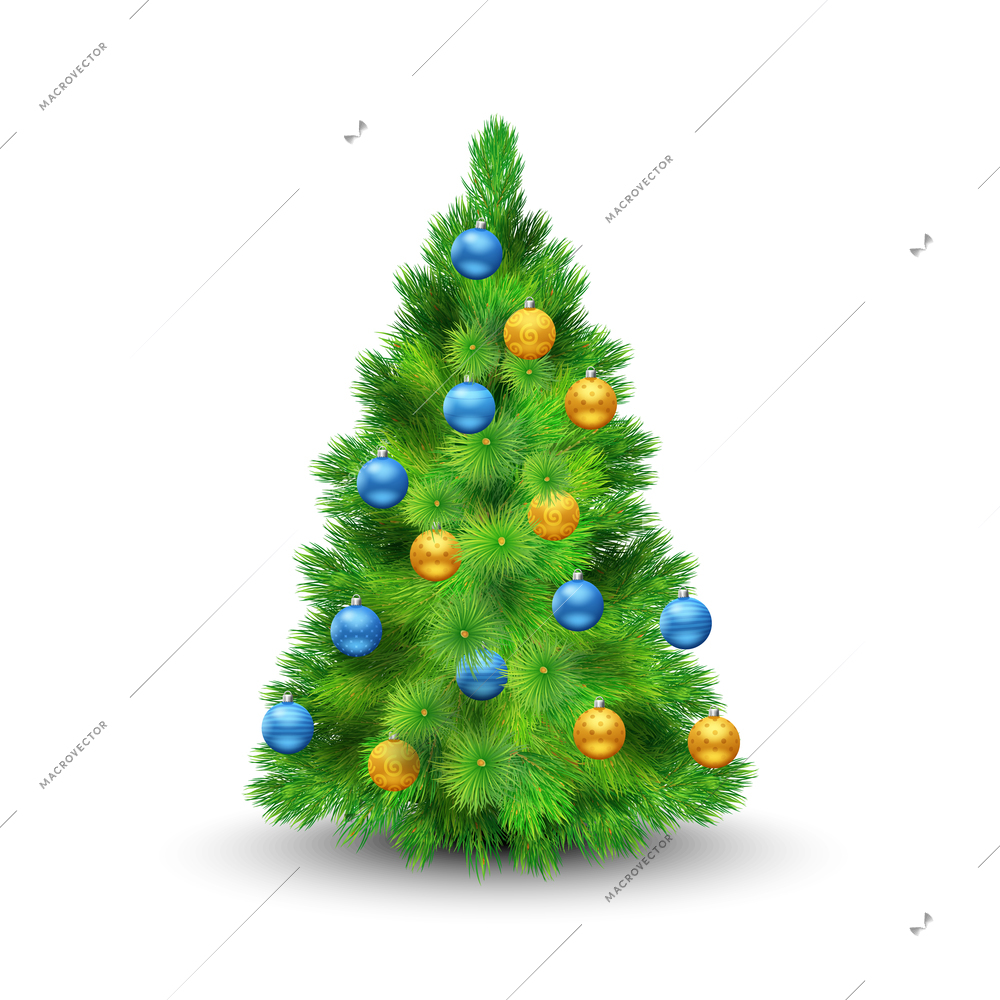 Christmas tree with decoration balls isolated on white background vector illustration