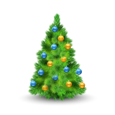 Christmas tree with decoration balls isolated on white background vector illustration