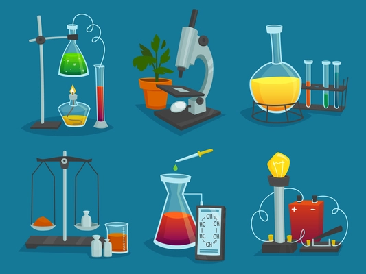 Design  icons set of laboratory equipment for science experiments  vector illustration