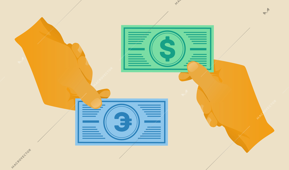 Hand giving money bill template vector illustration