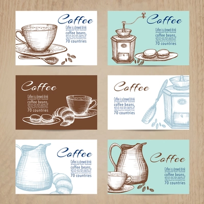 Nostalgic coffee time cards with recipes collection in mini banners form  on billboard abstract isolated  vector illustration. Editable EPS and Render in JPG format