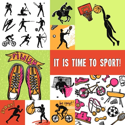 Sport design concept set with competition icons isolated vector illustration