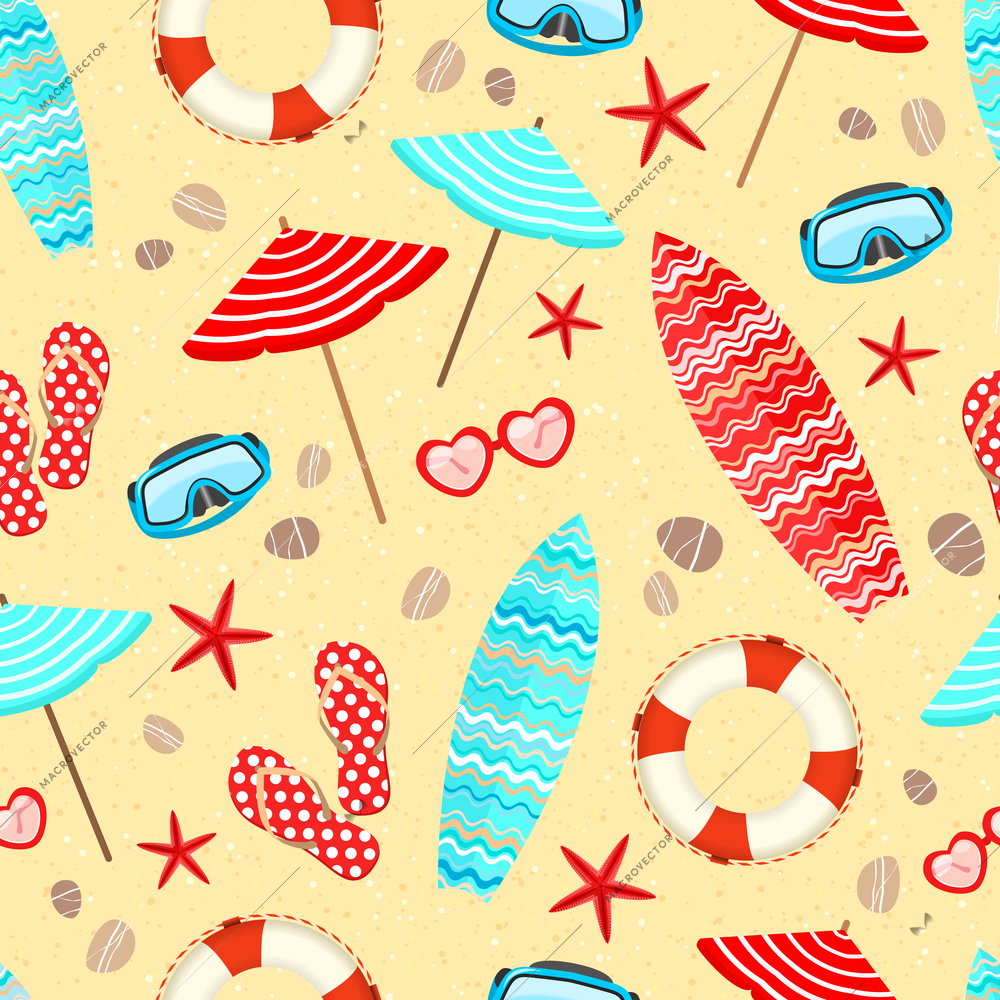 Seamless summer holiday vacation pattern background vector illustration