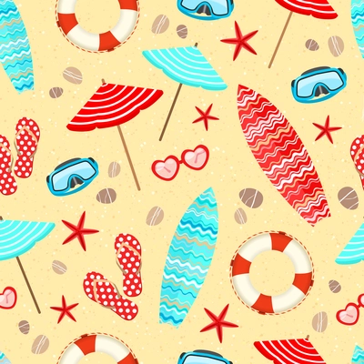Seamless summer holiday vacation pattern background vector illustration