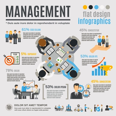 Management infographics set with effective business planning symbols vector illustration