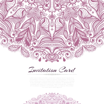 Ornamental rose invitation card on white template vector illustration