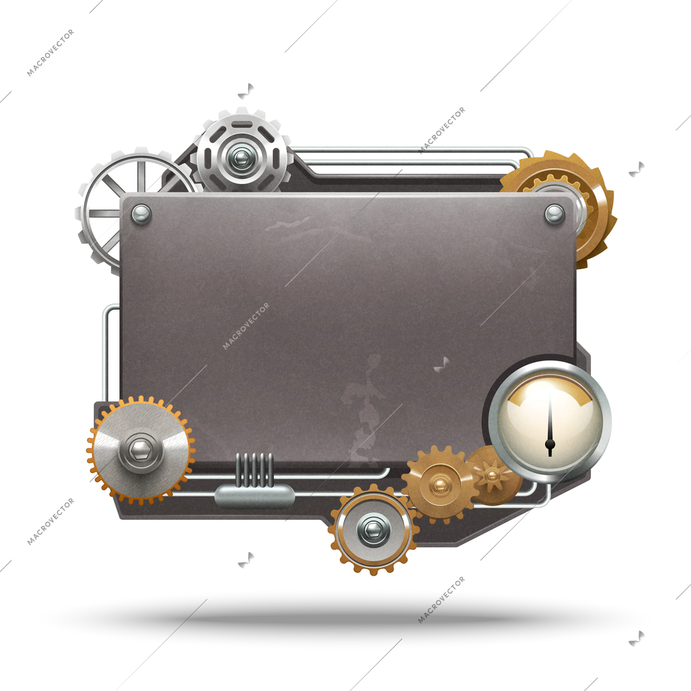 Steampunk frame in vintage style on white background isolated vector illustration