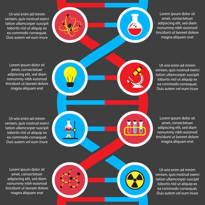 Chemistry or biology flat infographics layout design elements for school education presentation vector illustration