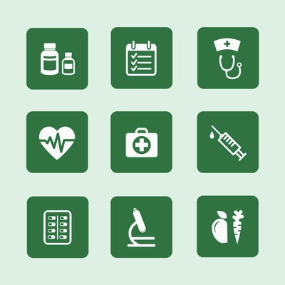 Set of flat health or medical icons vector illustration isolated