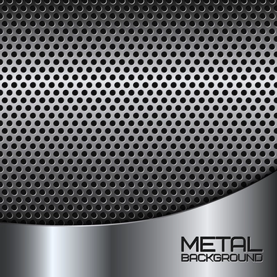 Abstract metal background with steel silver chrome surface and perforation vector illustration