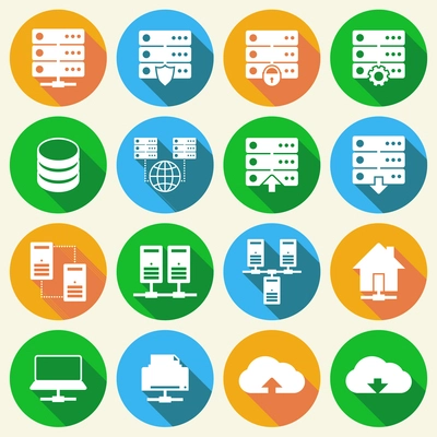 Online internet hosting technology icons set of network server infrastructure data center services isolated hand drawn sketch vector illustration