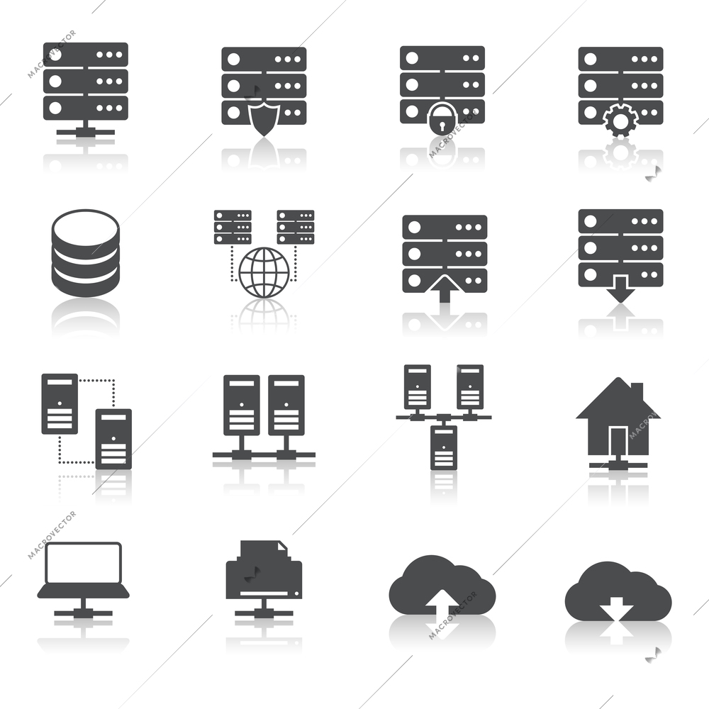 Online internet hosting technology pictograms set of network server infrastructure data center services isolated hand drawn sketch vector illustration