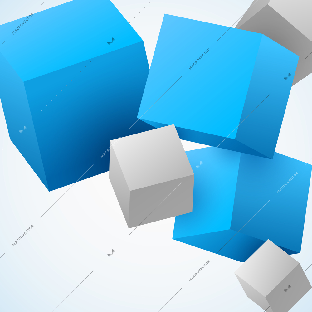 Abstract 3d flying cubes background vector illustration