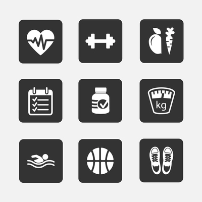 Set of flat fitness icons vector illustration isolated