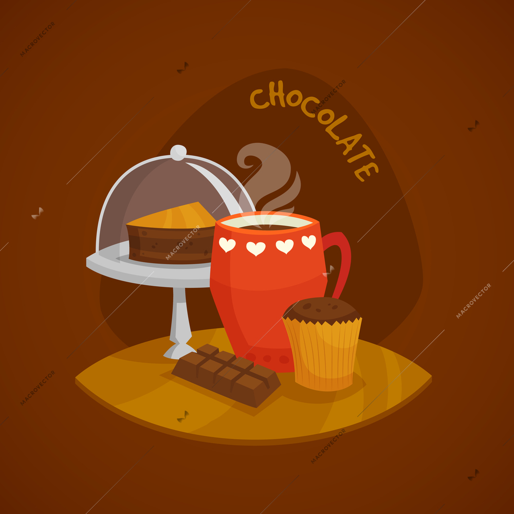 Design concept set of chocolate products made in cartoon  style vector illustration