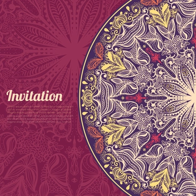 Ornamental invitation card with gold template vector illustration