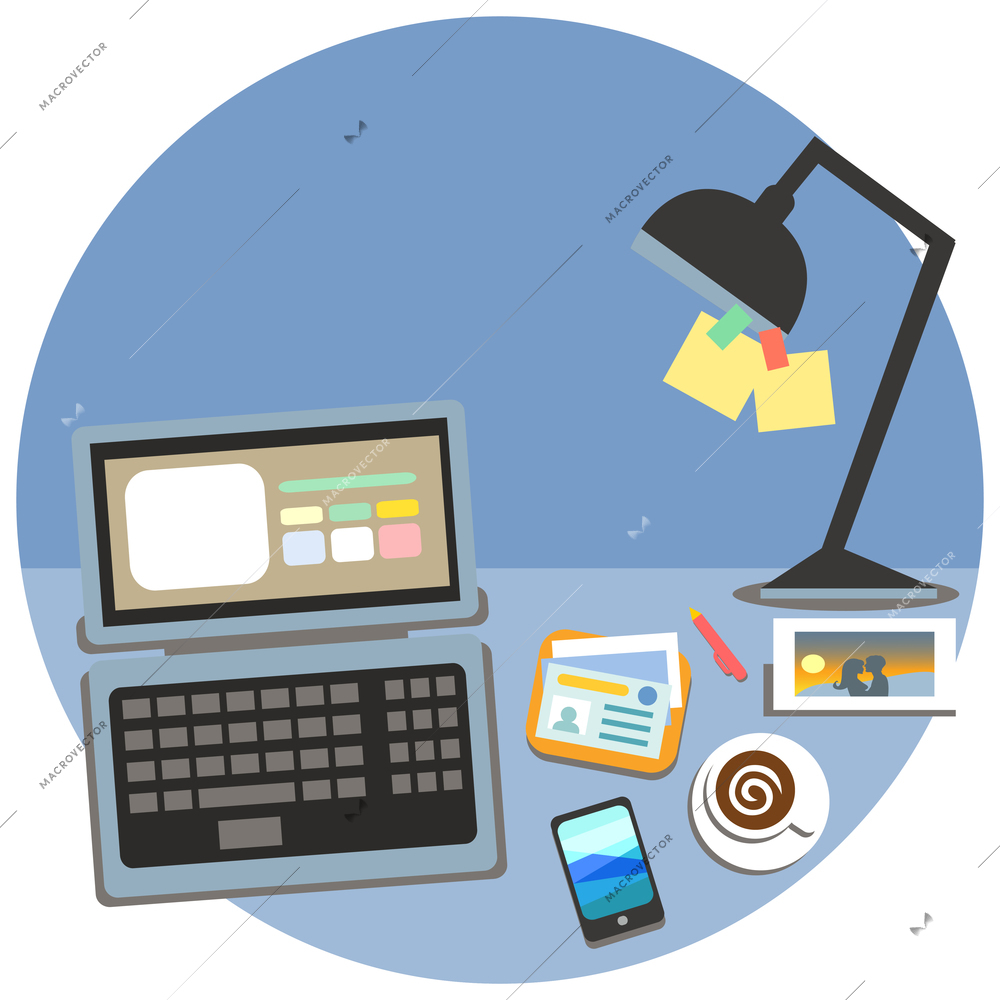 Business workplace items cubicle concept vector illustration