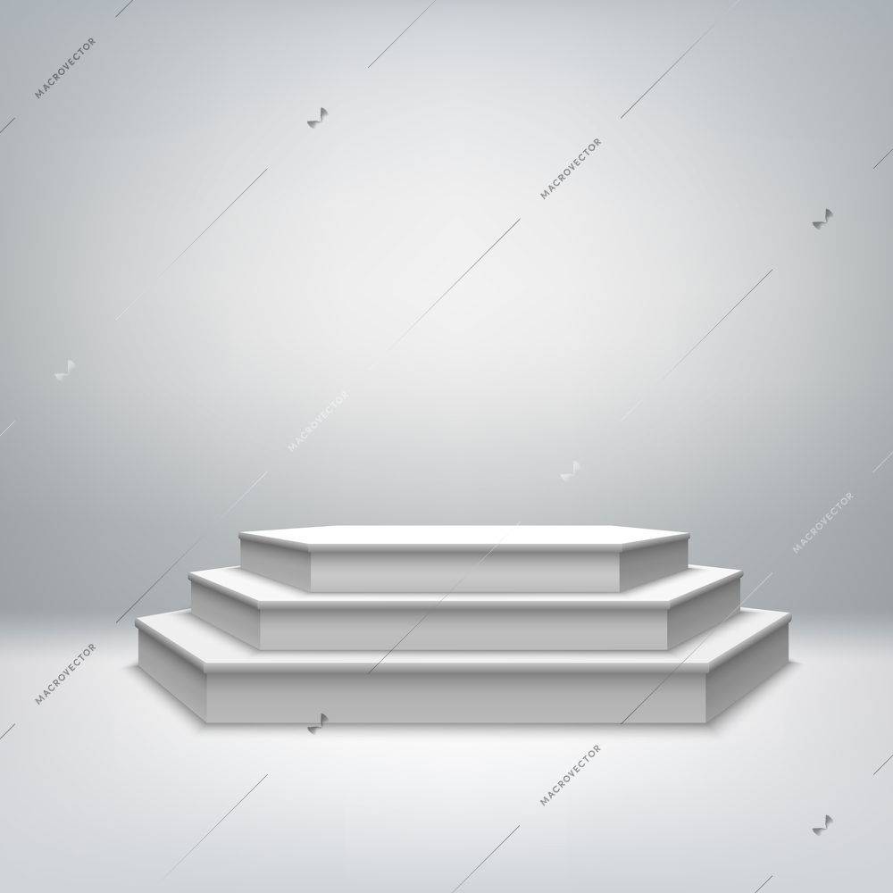 Blank white stage podium for award ceremony event vector illustration