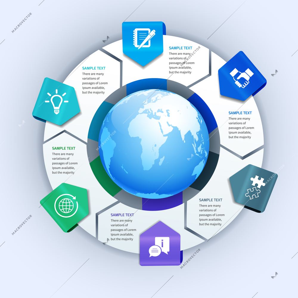 Abstract paper business infographics layout design elements for pie charts options and choice with icons vector illustration