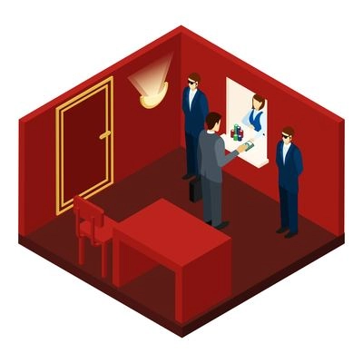 Casino and gambling with exchanging money and chips isometric vector illustration