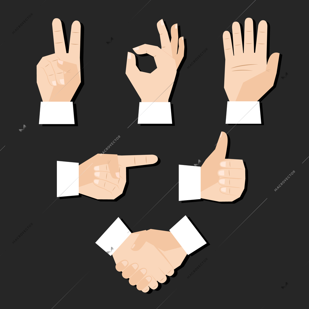 Set of hands finger gestures vector illustration