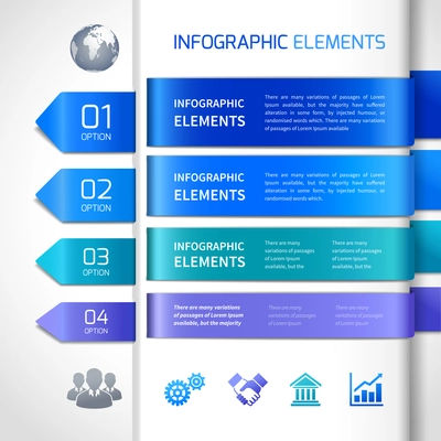 Abstract business infographics design elements and icons for banners titles options and labels vector illustration