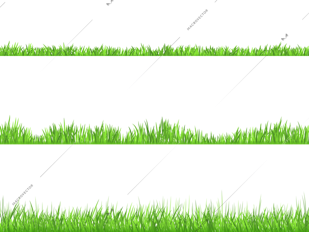 Best looking lawn 3 ideal grass heights for mowing flat horizontal banners set abstract isolated  vector illustration