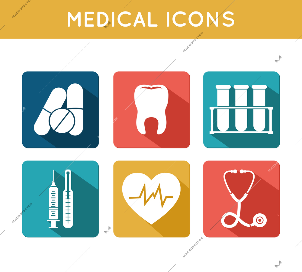 Health care medical icons set of blood tube thermometer syringe and heart rate isolated vector illustration