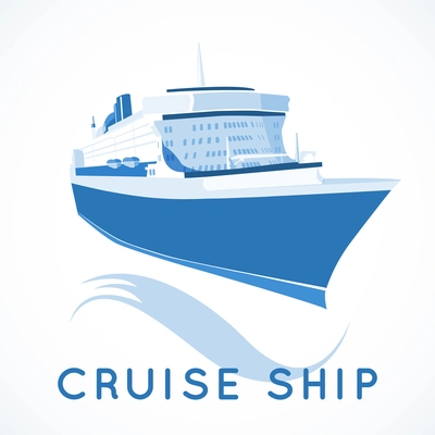 Blue ocean cruise ship label vector illustration