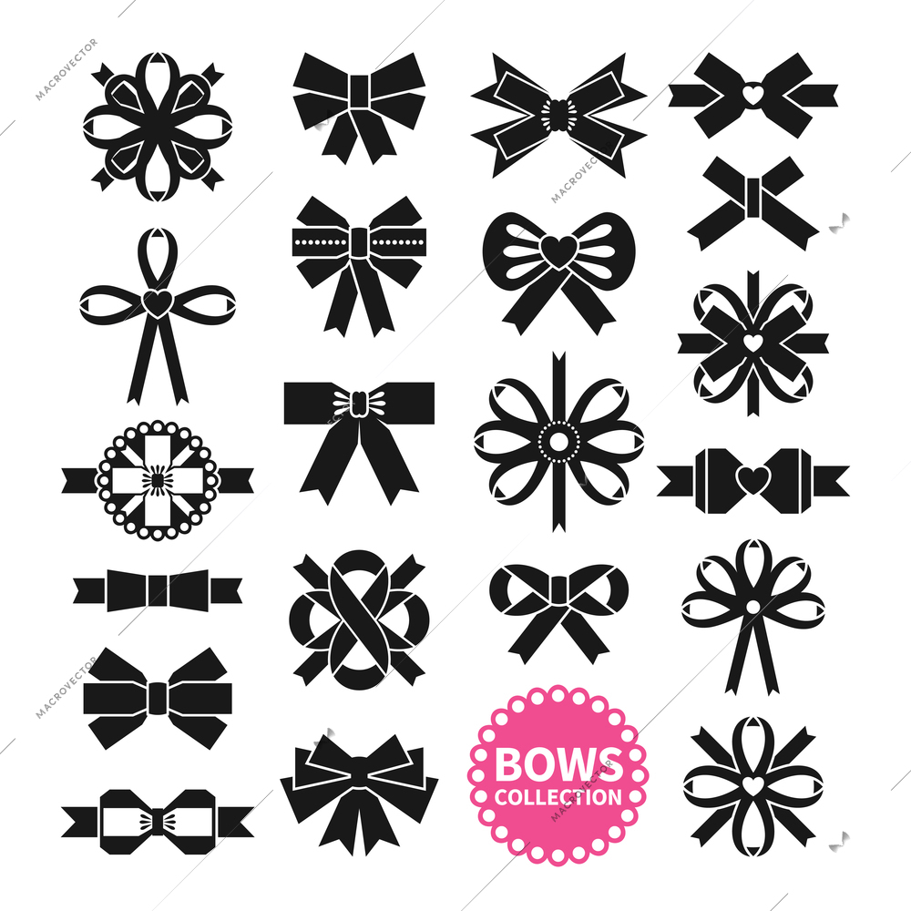 Decorative black bow with ribbon isolated on whit Vector Image