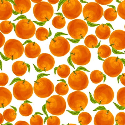 Seamless natural organic juicy orange with leaf fruit pattern vector illustration