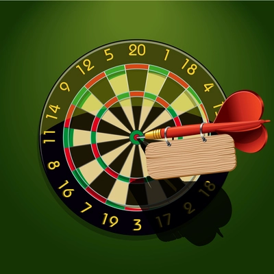 Dartboard with dart and blank table template in the center concept goal achievement vector illustration