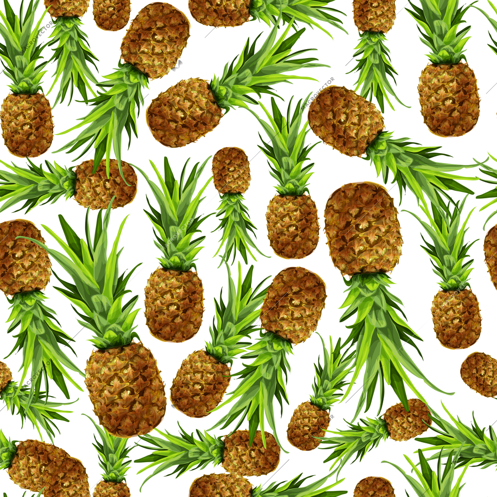 Seamless natural organic sweet pineapple pattern vector illustration