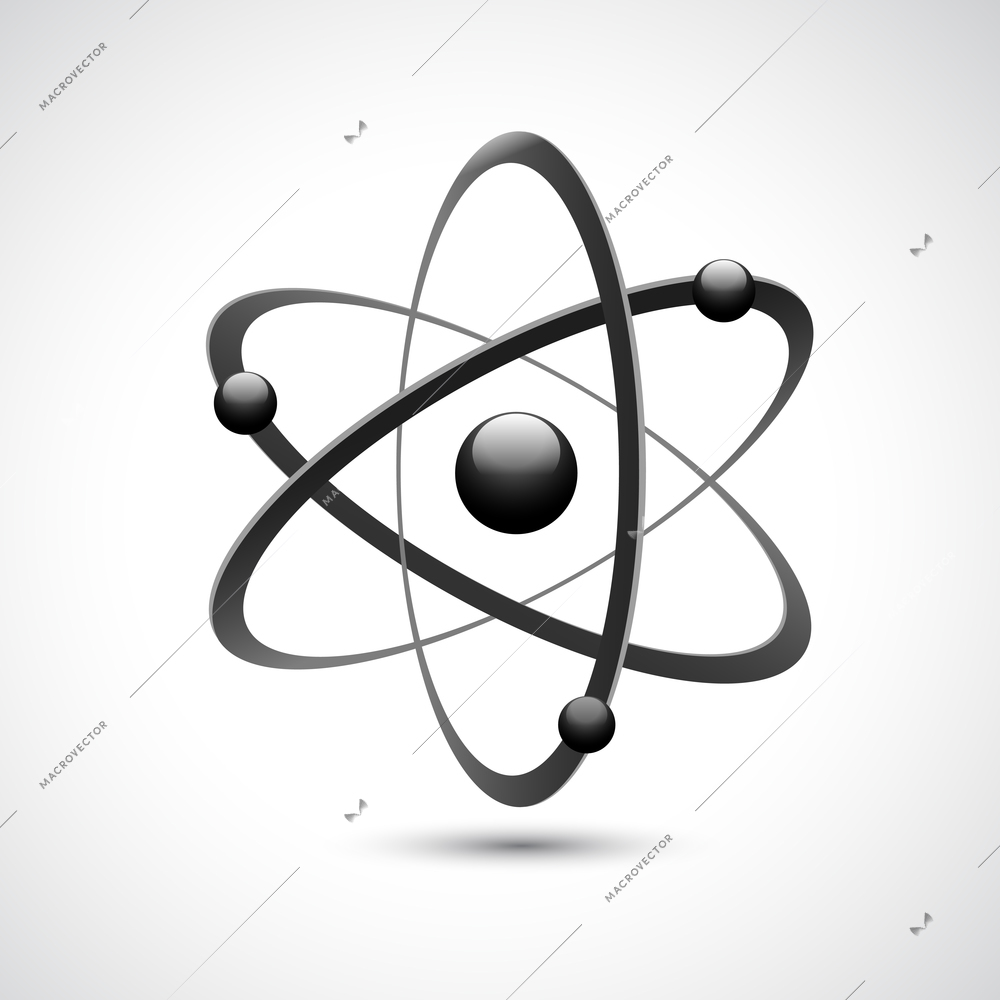 Atom 3d abstract physics science model symbol vector illustration