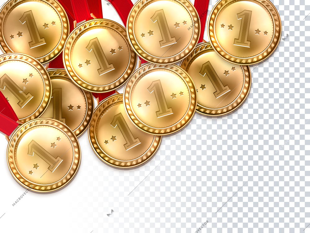 Golden round shining medals 1st place winner award on the checked background poster print abstract vector illustration