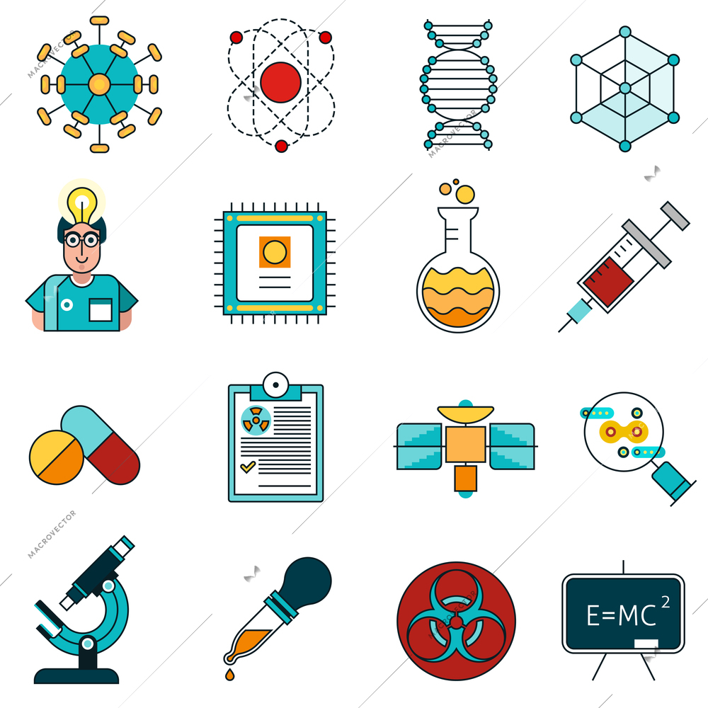 Science line icons set with idea and experiment symbols flat isolated vector illustration