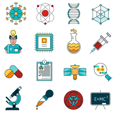 Science line icons set with idea and experiment symbols flat isolated vector illustration