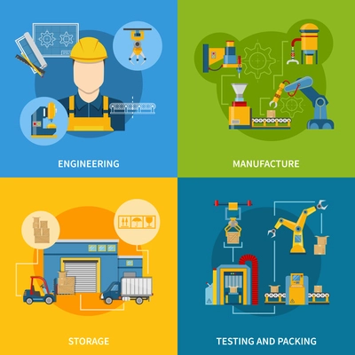 For steps of  goods production line concept design set vector illustration