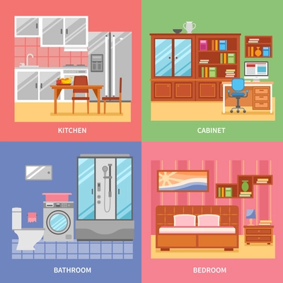 Kitchen cabinet bathroom bedroom interior abstracts vector illustration