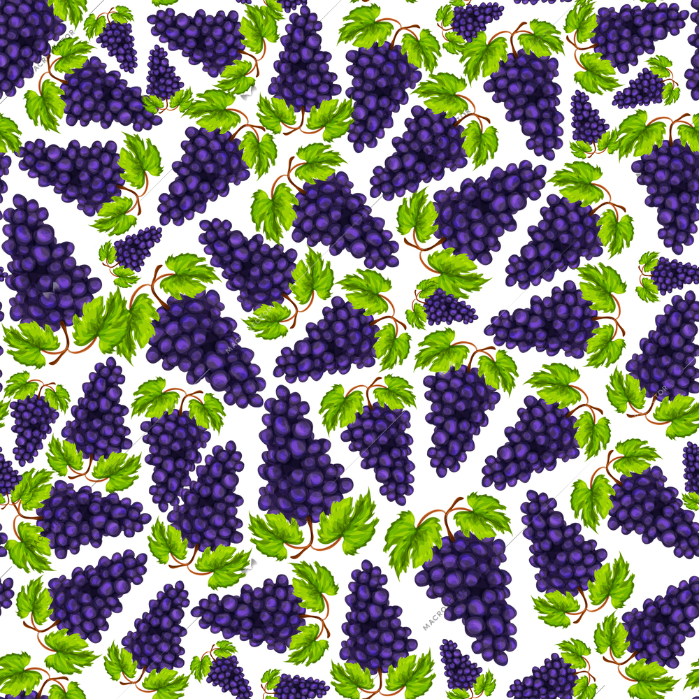 Seamless natural organic sweet grapes fruit pattern hand drawn sketch vector illustration